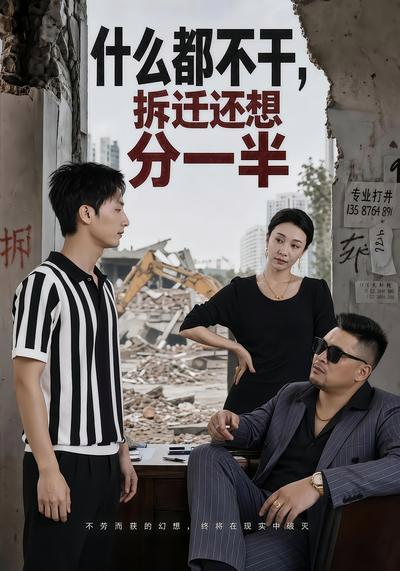 短剧《什么都不干，拆迁还想分一半》海报