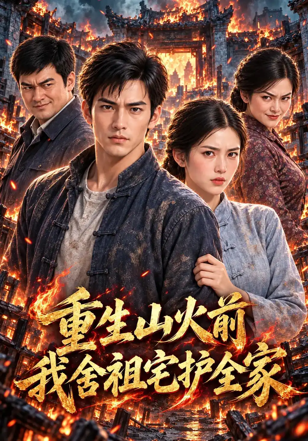 短剧《重生山火前，我舍祖宅护全家》海报