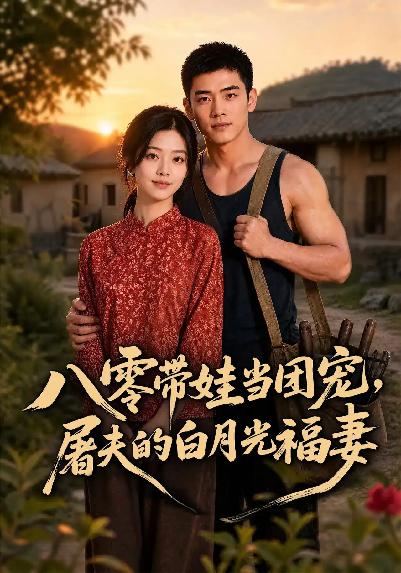 短剧《八零带娃当团宠，屠夫的白月光福妻》海报