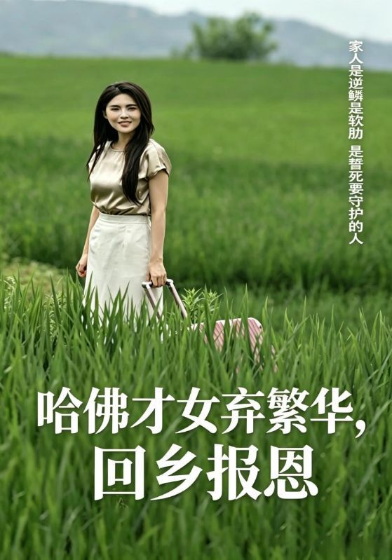 短剧《哈佛才女弃繁华，回乡报恩》海报