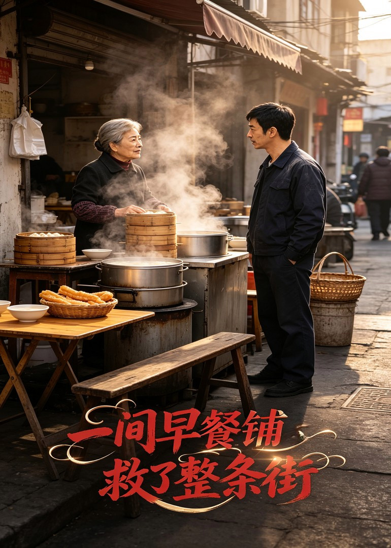 短剧《一间早餐铺救了整条街》海报