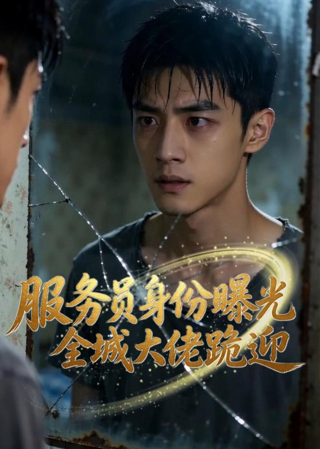 短剧《服务员身份曝光，全城大佬跪迎》海报