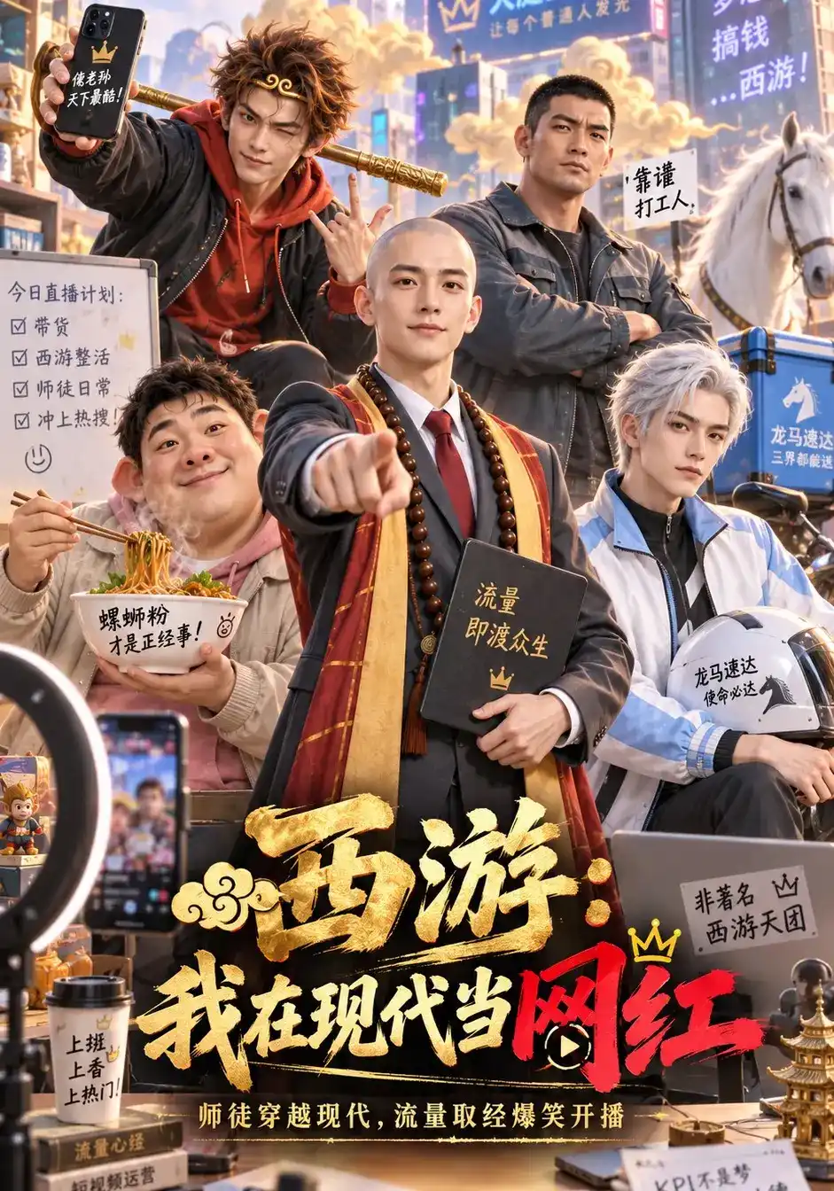 短剧《西游：我在现代当网红》海报