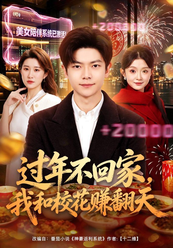 短剧《过年不回家，我和校花赚翻天》海报