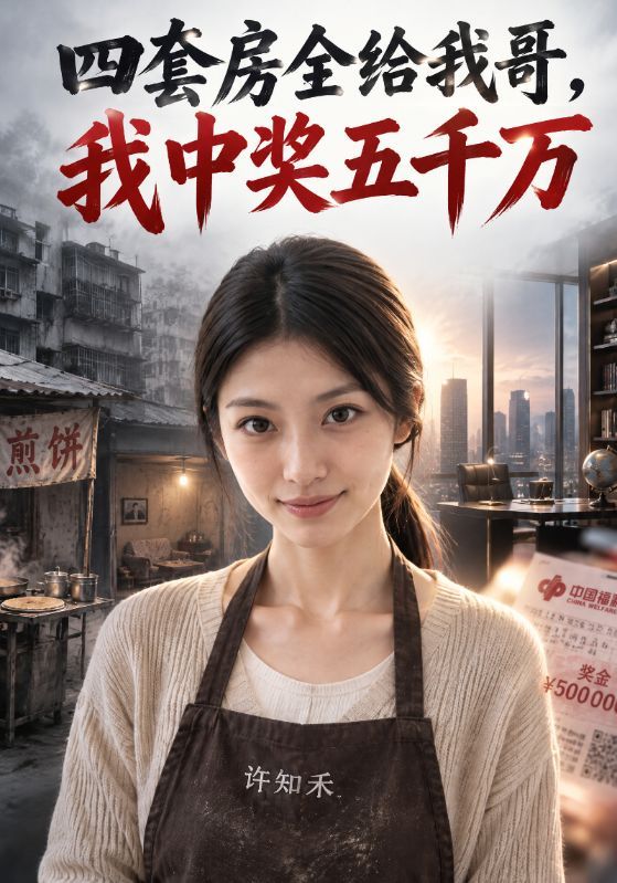 短剧《四套房全给我哥，我中奖五千万》海报