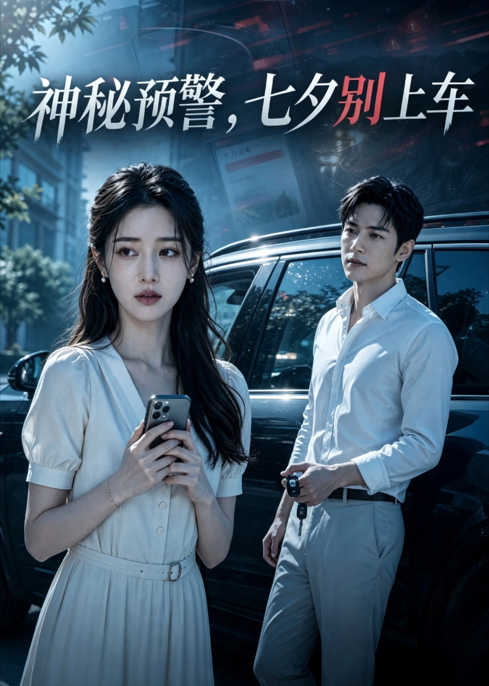 短剧《神秘预警，七夕别上车》海报