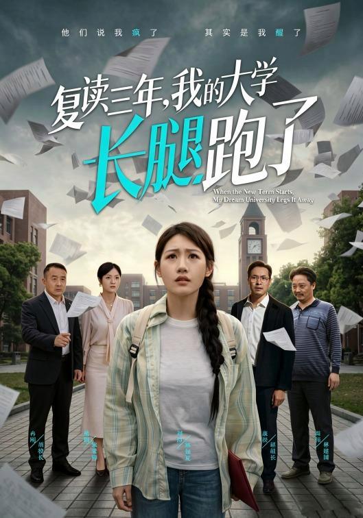 短剧《复读三年，我的大学长腿跑了》海报